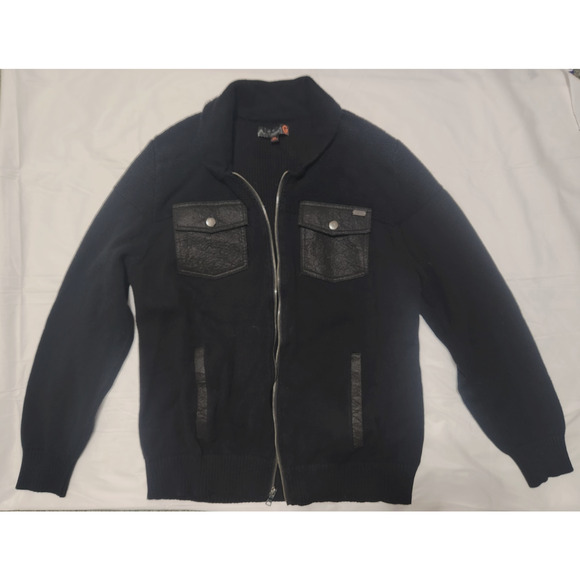 G by Guess Black Sweater Cardigan Size XXL Jacket with Pockets Cotton Zip Up - Picture 8 of 8